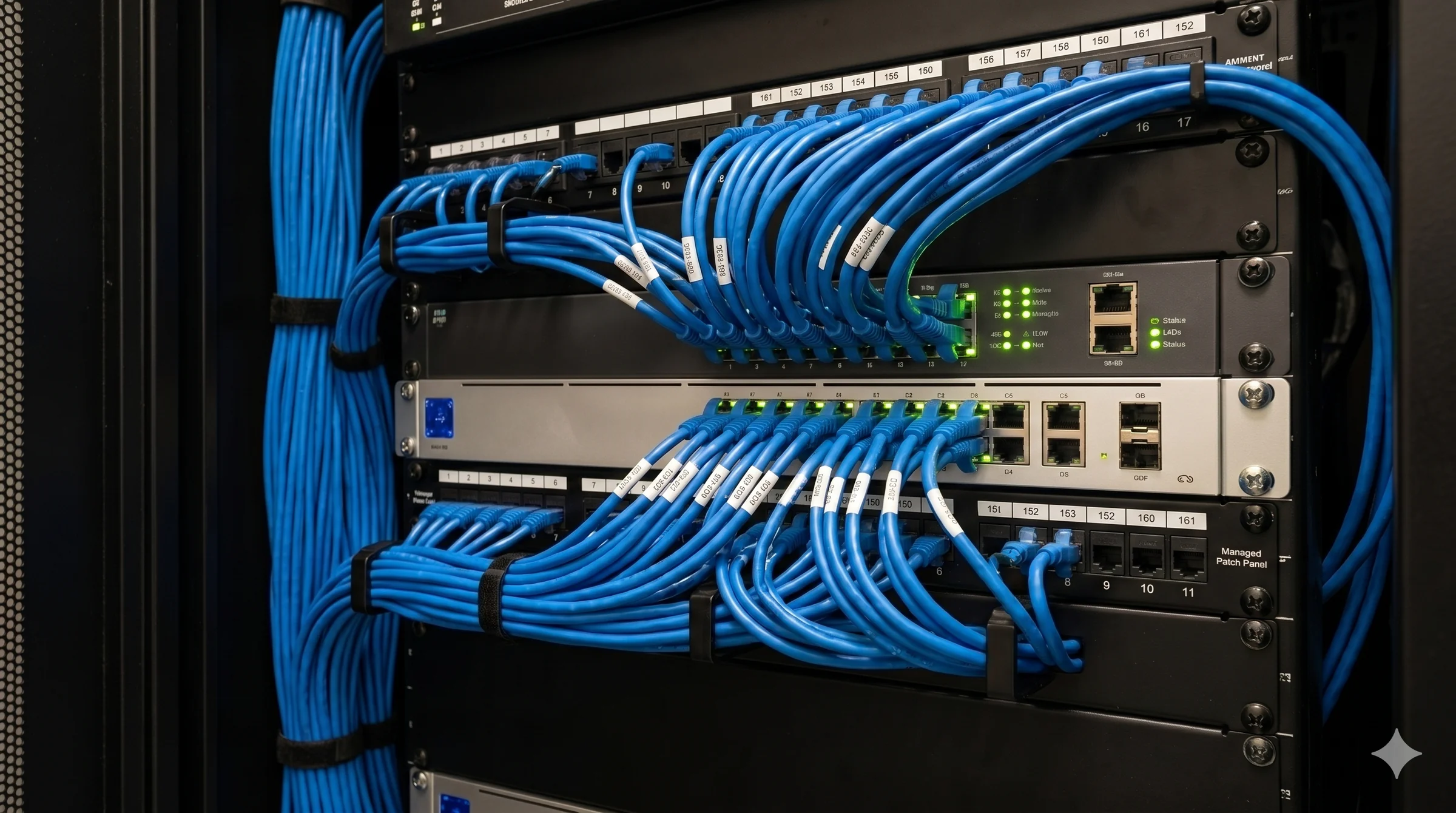Structured network rack and remote monitoring systems